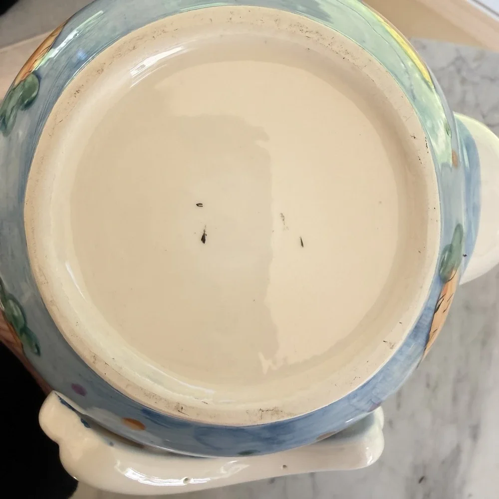 Vintage 90s Ceramic Easter Bunny Rabbit & Carrot Teapot with Lid Collectible‎